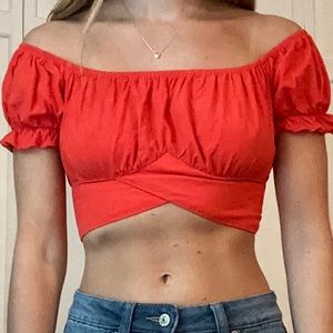 Red crop top
